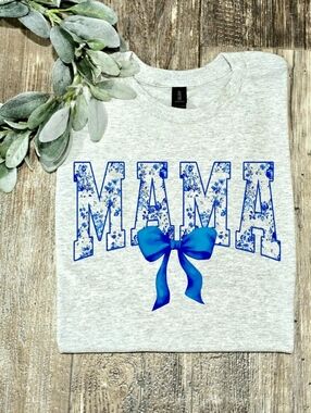 Mama shirt Bow Preppy Floral Style Mom Short Sleeve Tshirt cute
